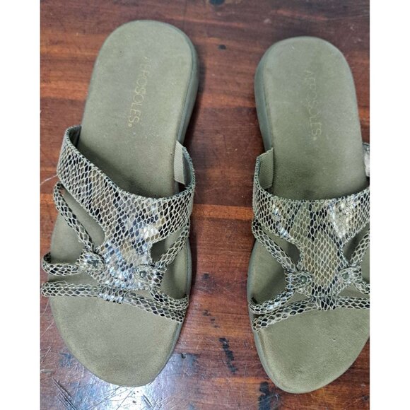 Aerosoles Slip On Sandals Reptile Print Comfort Slides Brown 8.5 M Women's - Picture 2 of 7